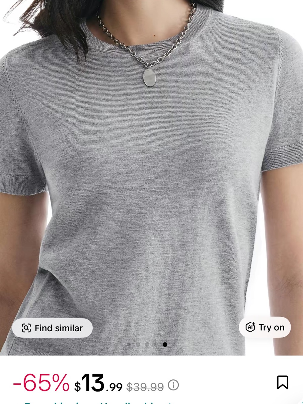 Everyday Crewneck Short Sleeve Top - Gray NWOT